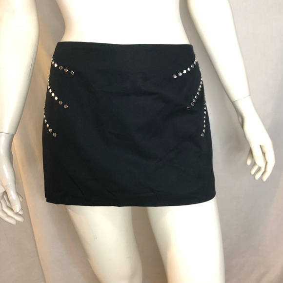 Versace Jeans Collection Dresses & Skirts - Vintage Versace Jeans Couture woman’s black mini skirt with silver studs small